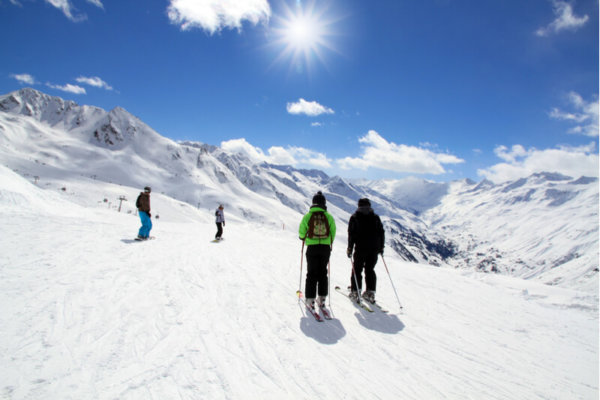Group of skiiers on mountain Group of skiiers on mountain