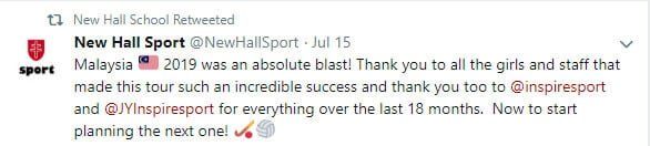 New Hall School Tour Malaysia for Netball and Hockey